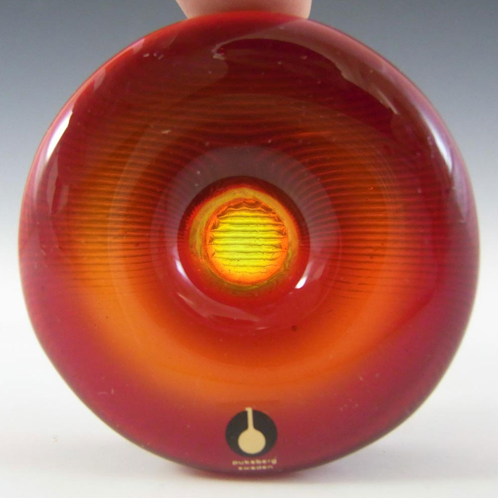 (image for) Pukeberg Swedish Orange Glass Candlesticks - Boxed - Click Image to Close