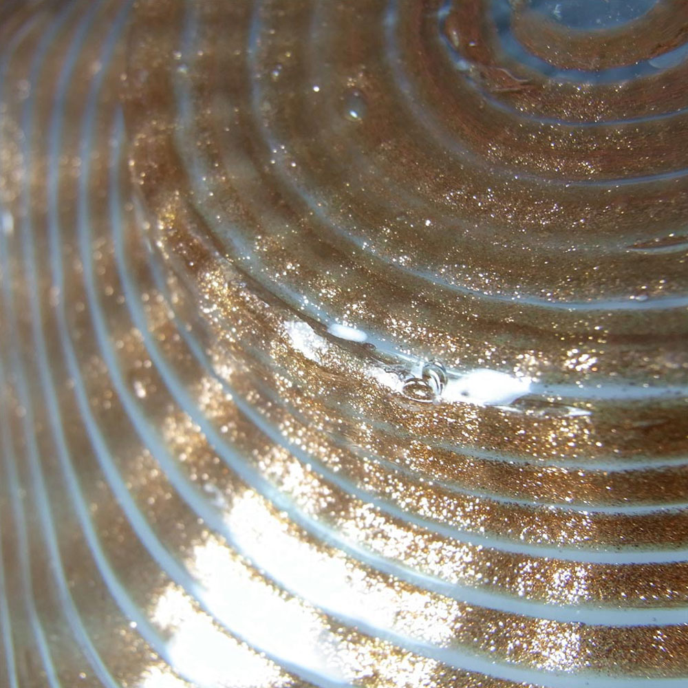 Salviati Copper Aventurine Glass Finger Bowl + Plate - Click Image to Close