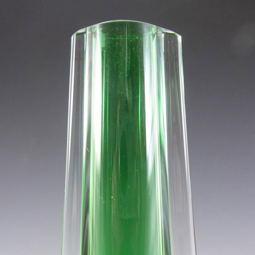 Galliano Ferro Murano Sommerso Green & Amber Glass Stem Vase - Click Image to Close