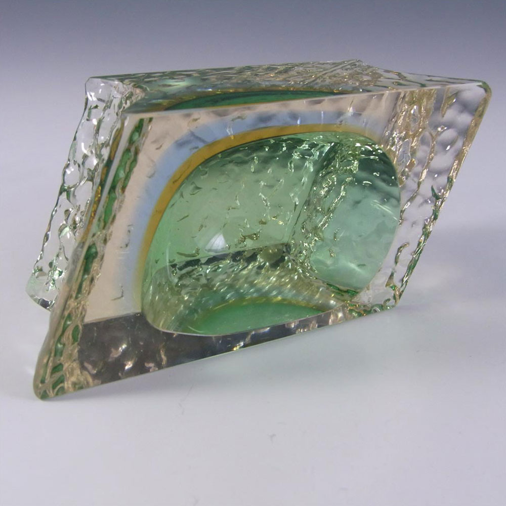 Mandruzzato Murano Faceted Green & Amber Sommerso Glass Bowl - Click Image to Close