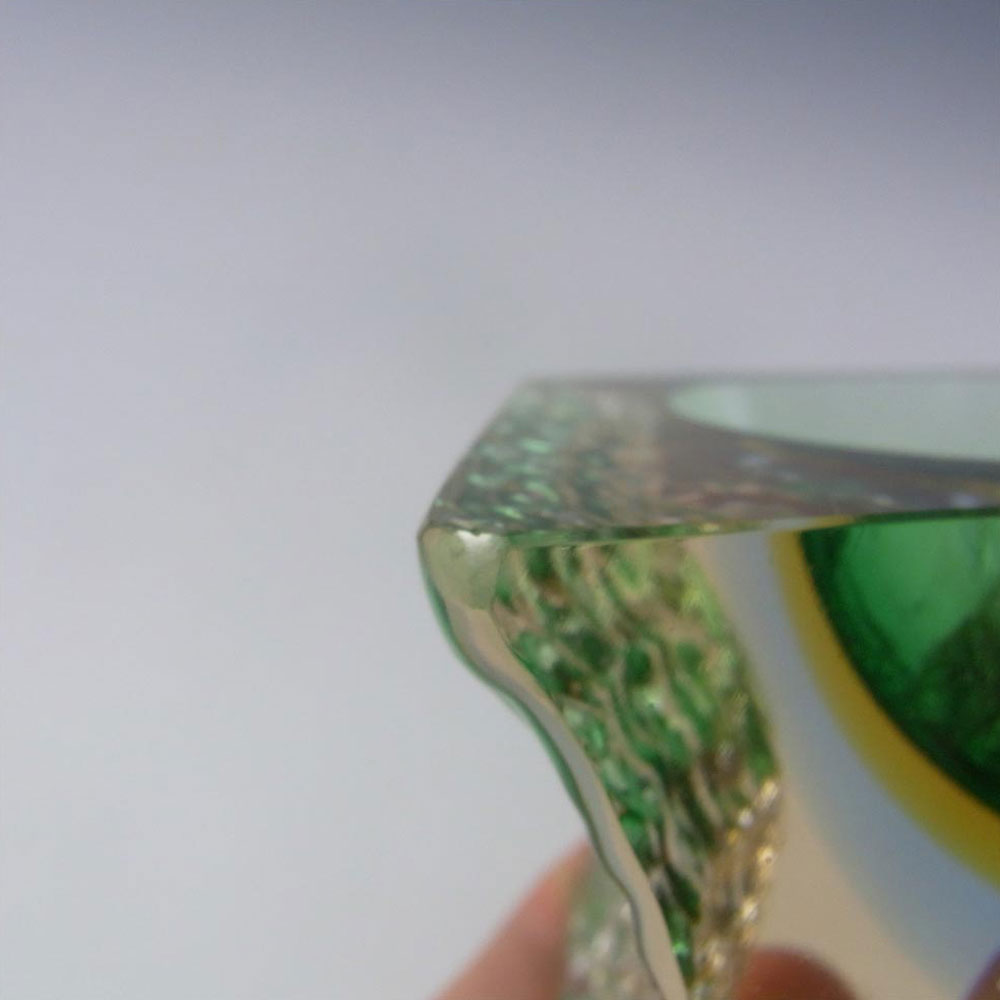 Mandruzzato Murano Faceted Green & Amber Sommerso Glass Bowl - Click Image to Close