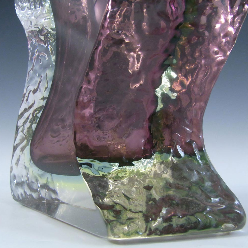 (image for) Murano Faceted, Textured Purple & Uranium Sommerso Glass Vase - Click Image to Close