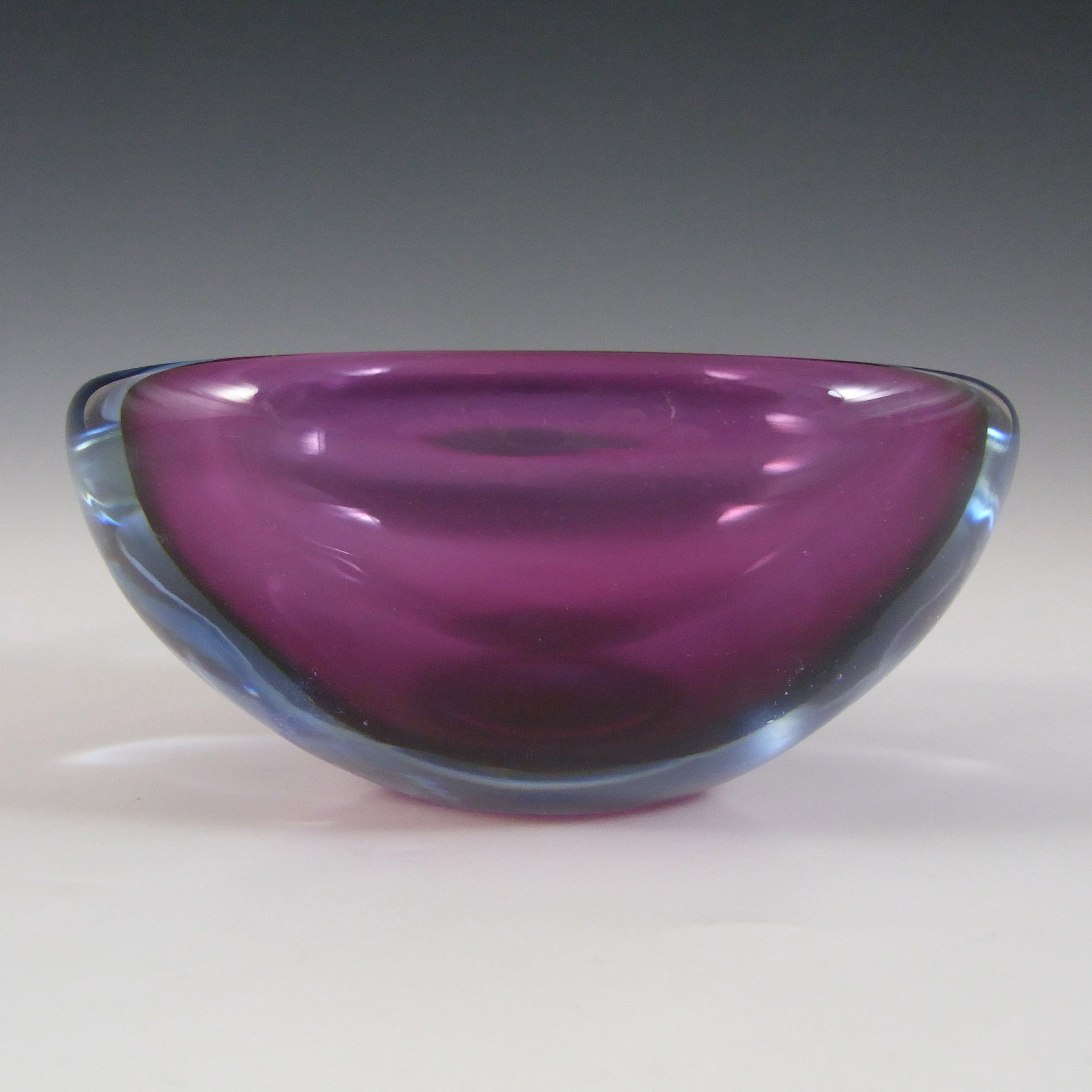 (image for) Murano Geode Purple & Blue Sommerso Glass Oval Bowl - Click Image to Close