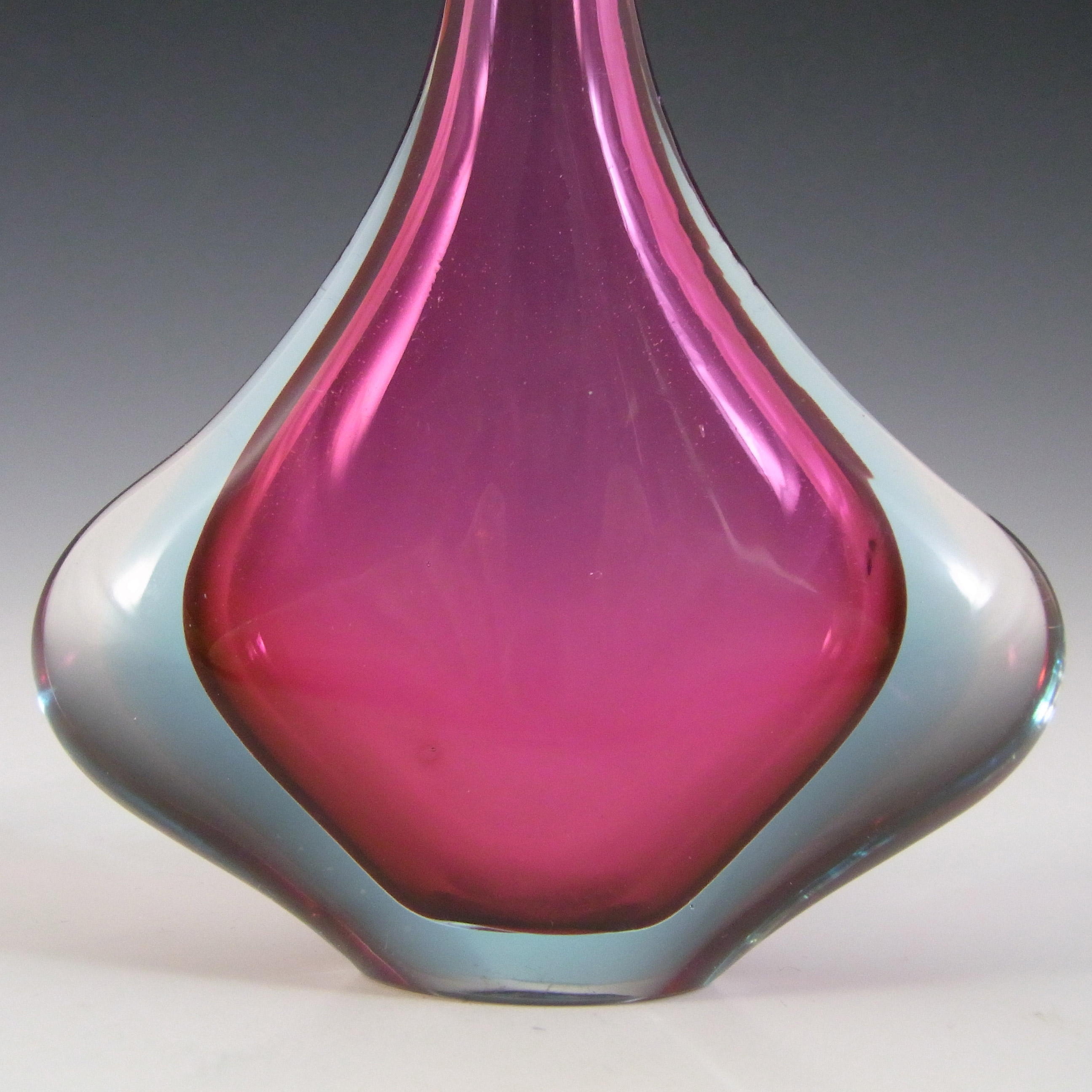 (image for) Murano Italian Pink & Blue Sommerso Cased Glass Stem Vase - Click Image to Close