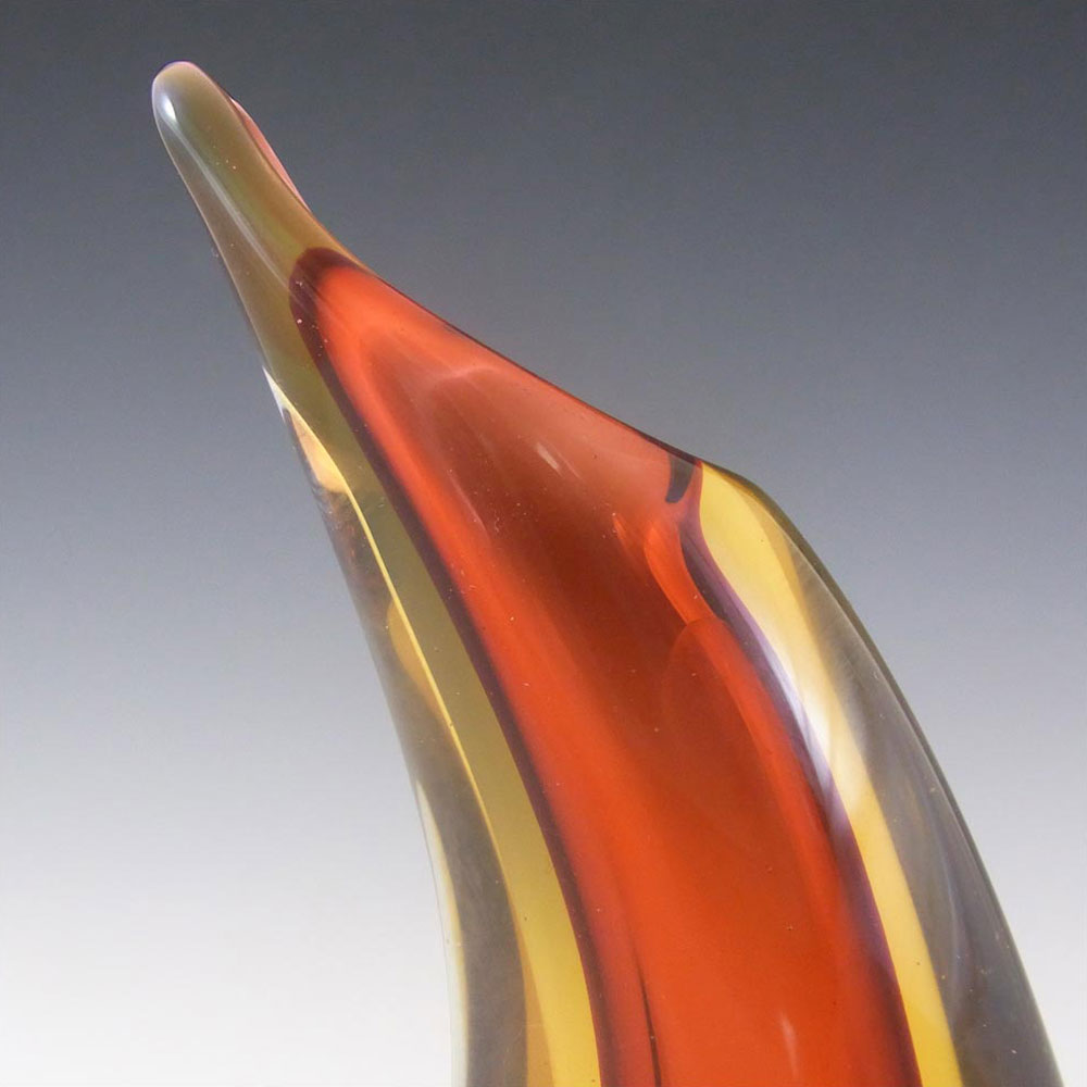 Murano / Venetian Vintage Amber Sommerso Glass Vase - Click Image to Close
