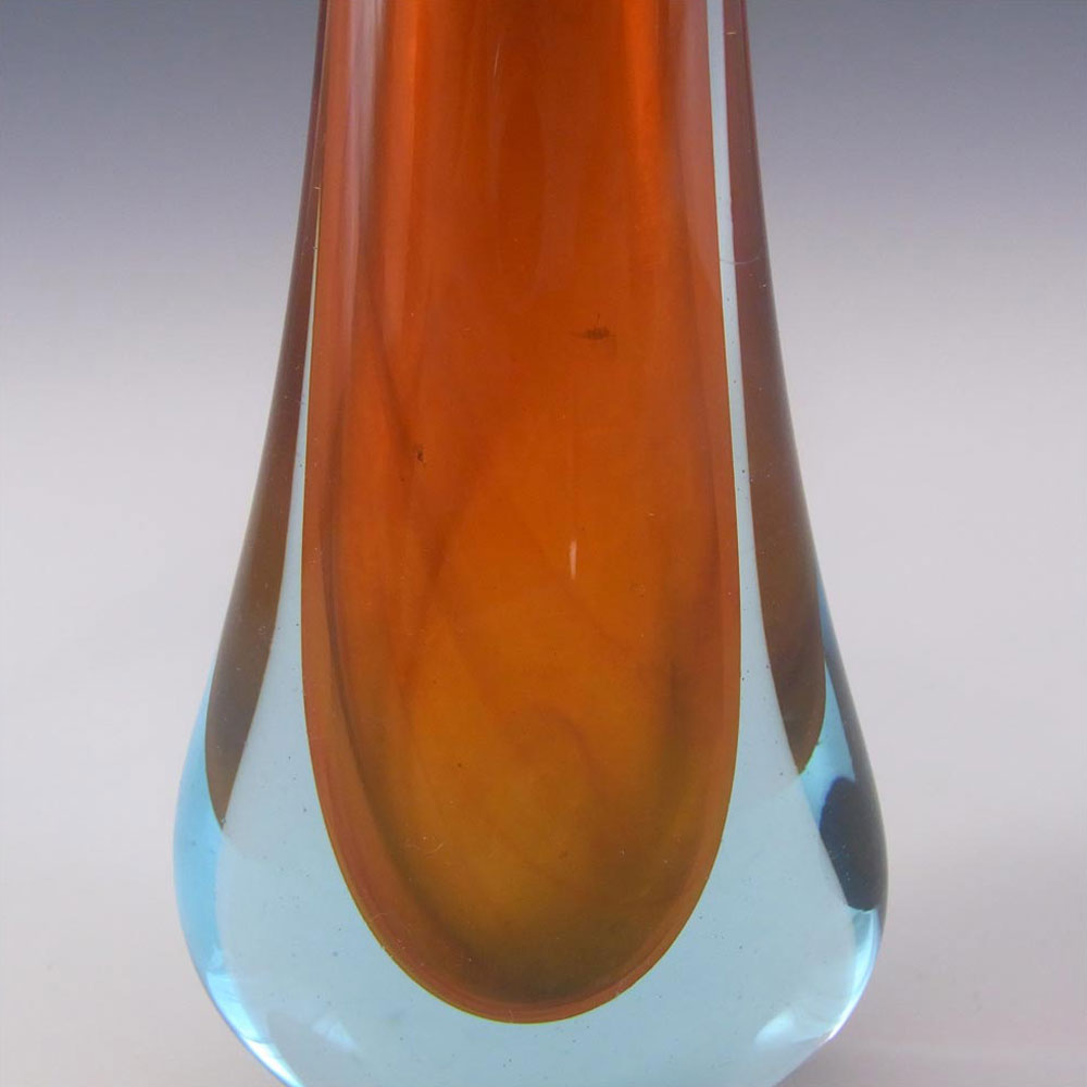 (image for) Murano/Venetian Italian Orange & Blue Sommerso Glass Vase - Click Image to Close