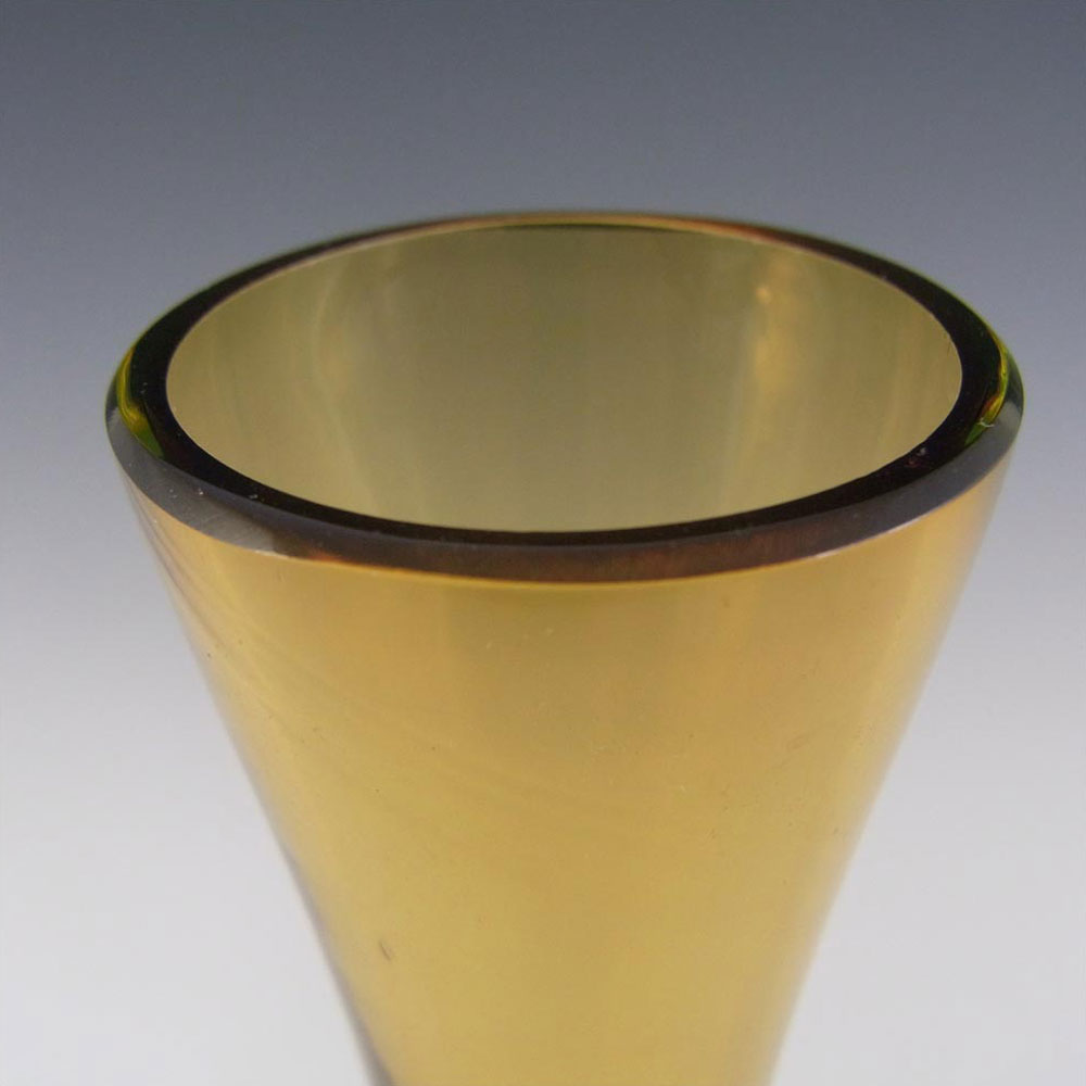 (image for) Murano Amber & Uranium Green Sommerso Glass Stem Vase - Click Image to Close