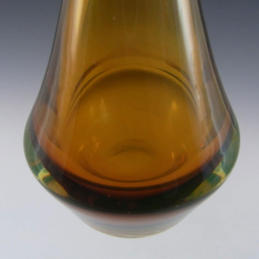 (image for) Murano Amber & Uranium Green Sommerso Glass Stem Vase - Click Image to Close