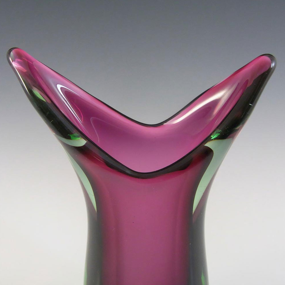 (image for) Murano/Venetian Purple & Green Sommerso Glass Vase - Click Image to Close