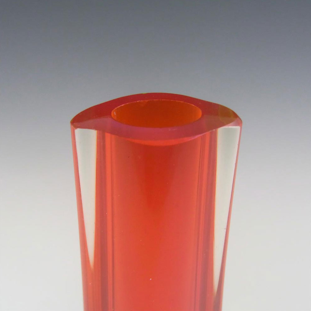 (image for) Galliano Ferro Murano Sommerso Red & Uranium Glass Stem Vase - Click Image to Close