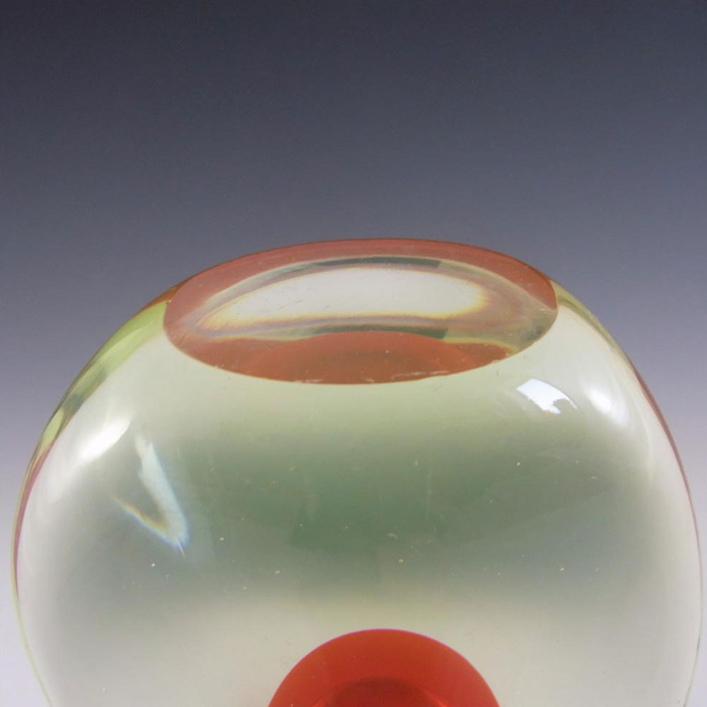 Galliano Ferro Murano Sommerso Red & Uranium Glass Stem Vase - Click Image to Close