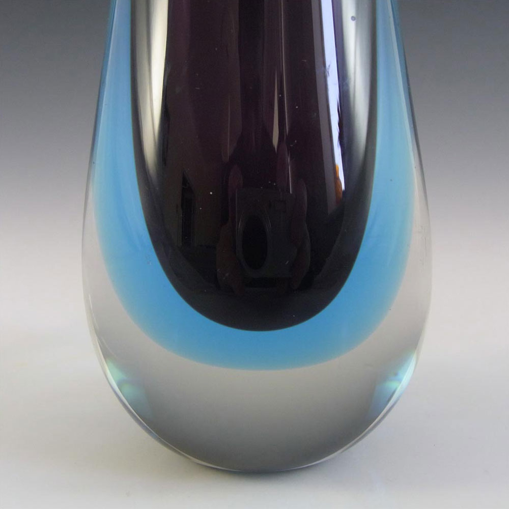 (image for) Thai Murano Style Purple & Blue Sommerso Glass Stem Vase - Click Image to Close
