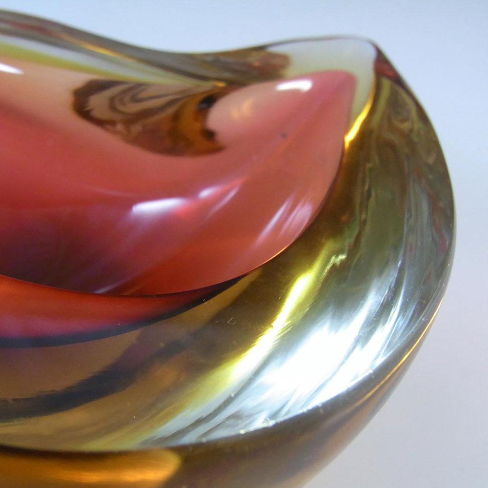 (image for) Murano Geode Brown & Amber Sommerso Glass Zig Zag Bowl - Click Image to Close