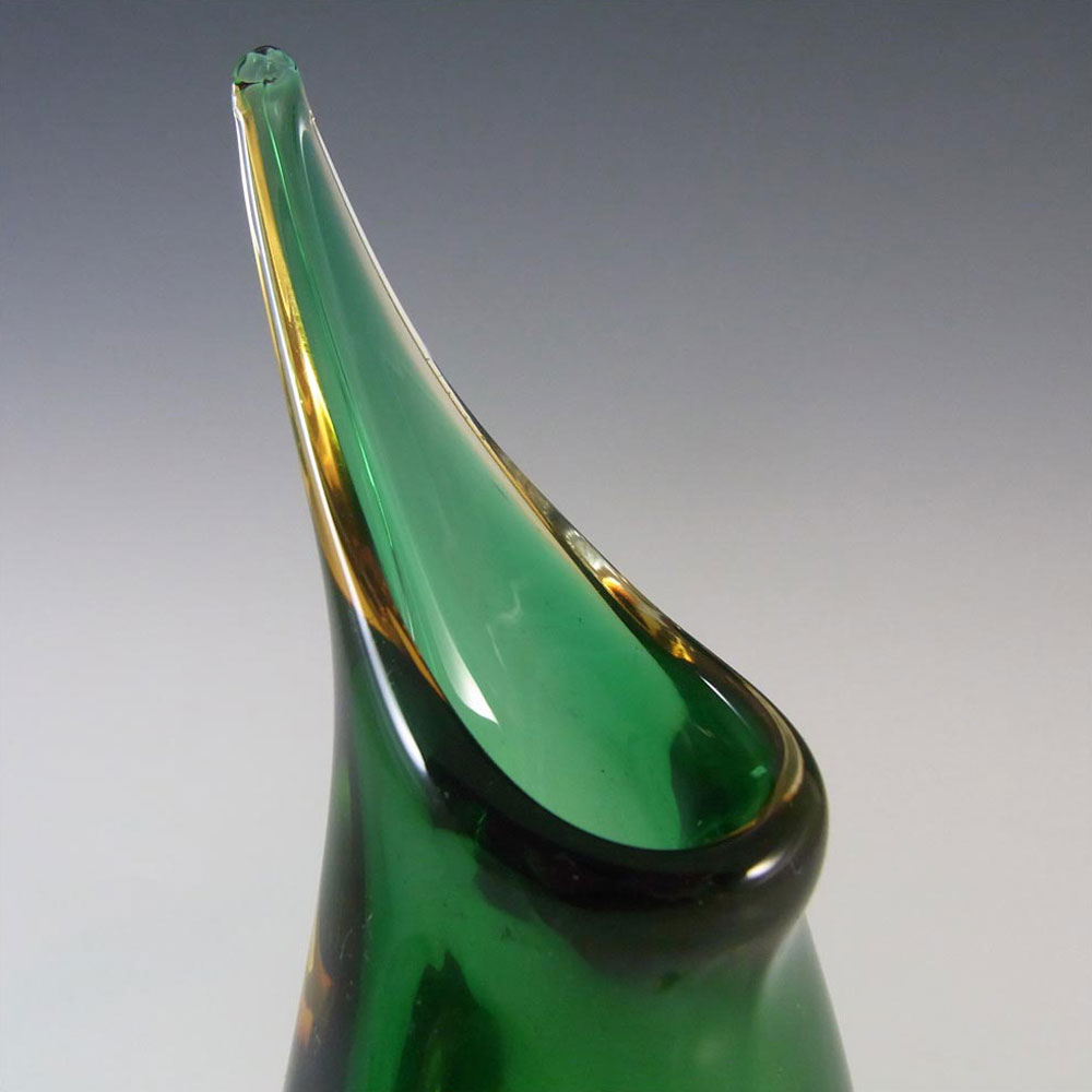 (image for) Murano Green & Amber Sommerso Cased Glass Vase - Click Image to Close