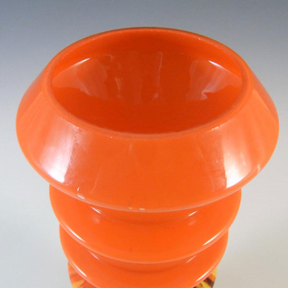 (image for) Ernst Steinwald / Franz Tomschick Czech Orange Spatter Glass Vase - Click Image to Close