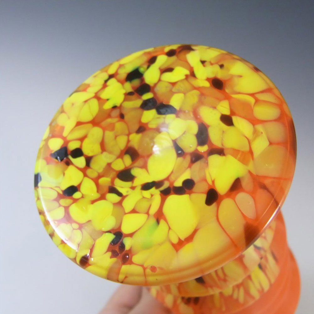 Ernst Steinwald / Franz Tomschick Czech Orange Spatter Glass Vase - Click Image to Close