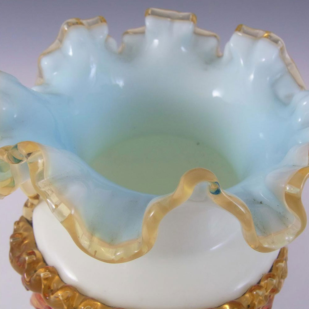 (image for) Victorian Uranium Custard Glass Amber & Ivory Vase - Click Image to Close