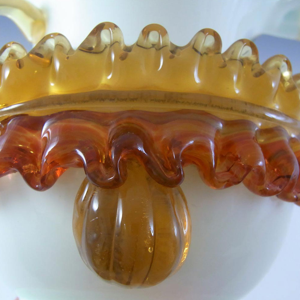 Victorian Uranium Custard Glass Amber & Ivory Vase - Click Image to Close