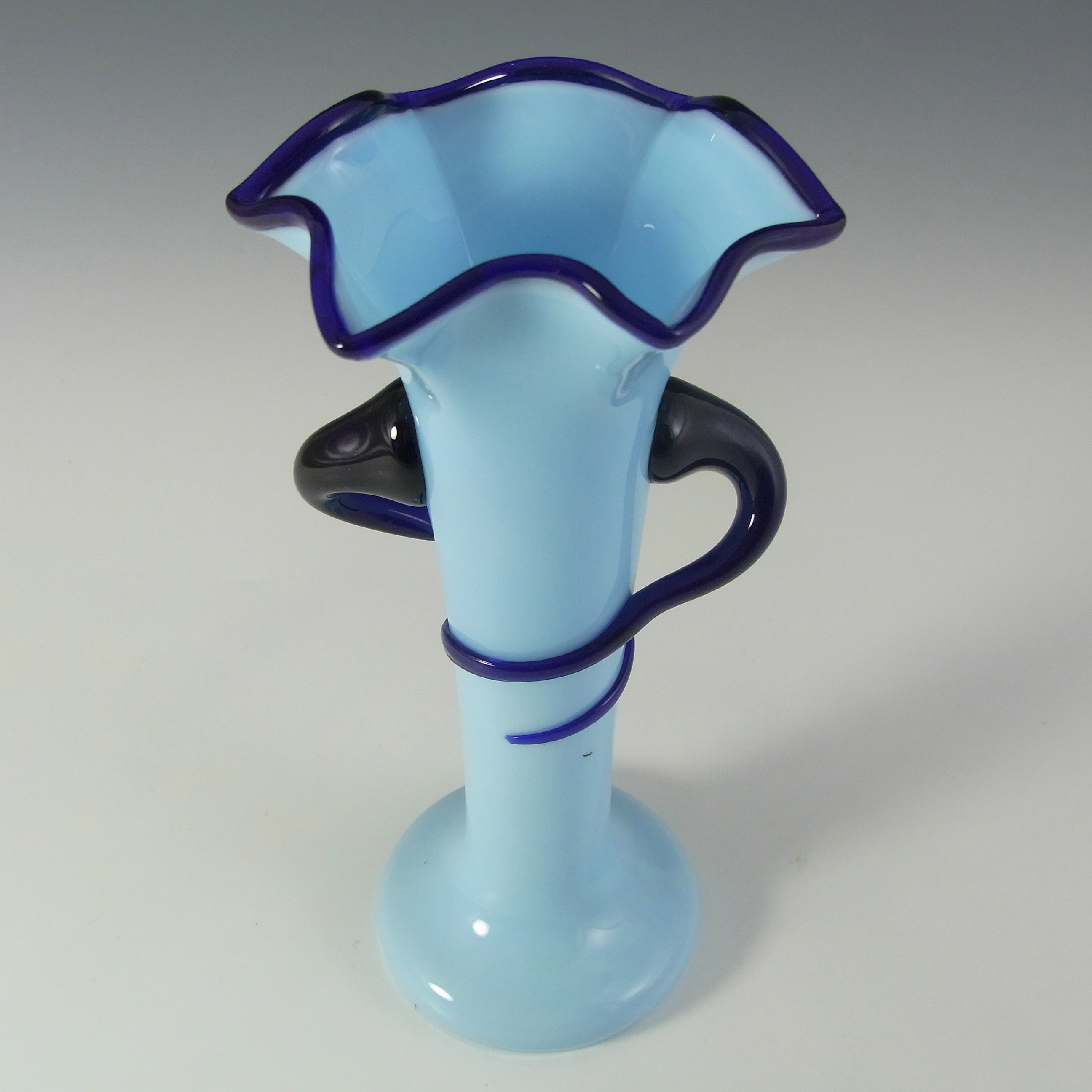 (image for) Welz Pair of Czech Art Deco Blue Glass Tango Vases - Click Image to Close