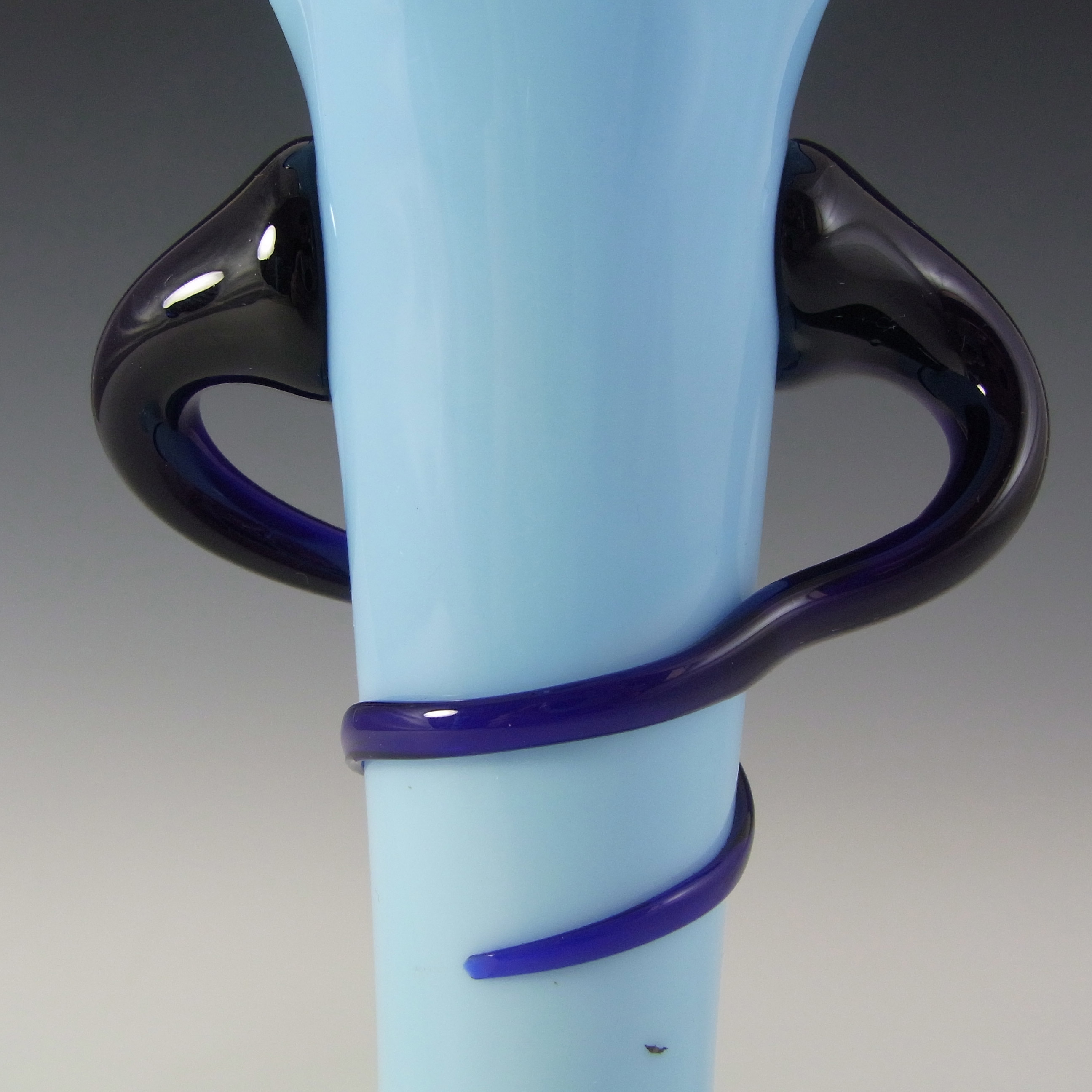 (image for) Welz Pair of Czech Art Deco Blue Glass Tango Vases - Click Image to Close
