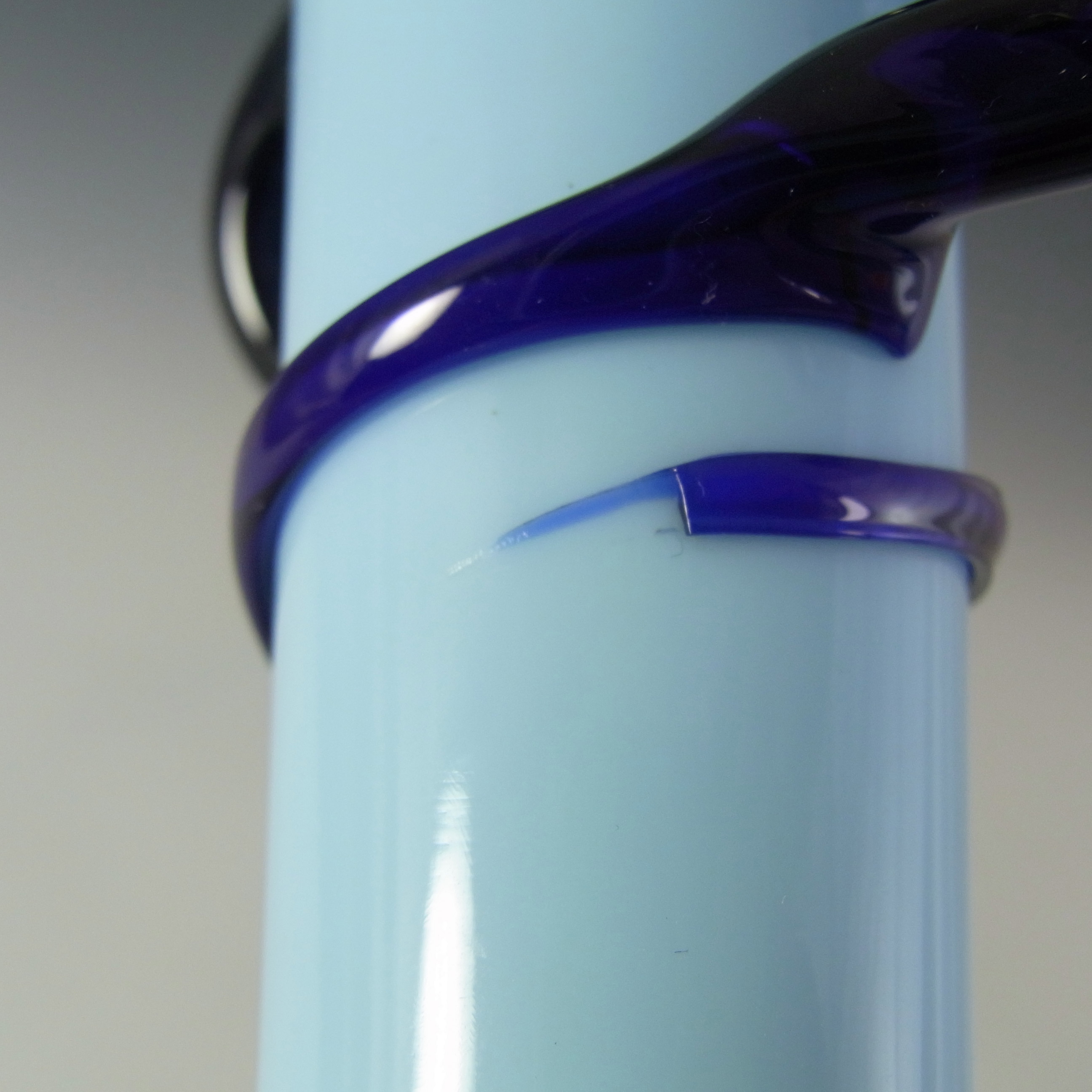 Welz Pair of Czech Art Deco Blue Glass Tango Vases - Click Image to Close