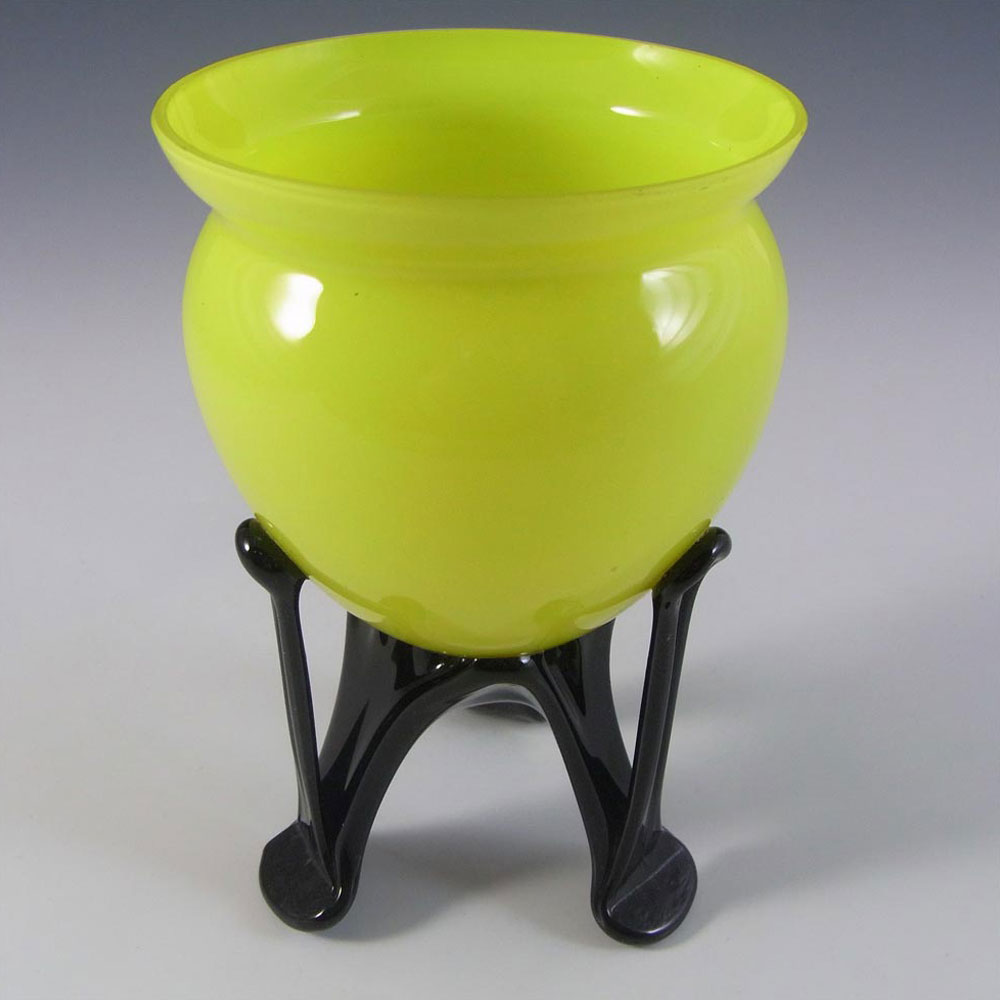 Welz Czech Art Deco Yellow & Black Tango Glass Vase / Bowl - Click Image to Close
