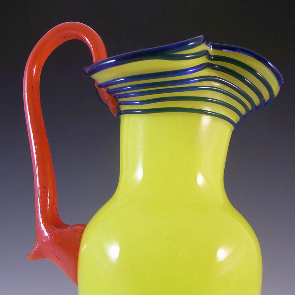 Czech 1930's/40's Yellow, Red & Blue Glass Tango Vase - Click Image to Close
