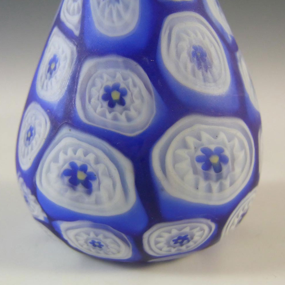 (image for) Fratelli Toso Millefiori Canes Murano Blue & White Glass Vase - Click Image to Close