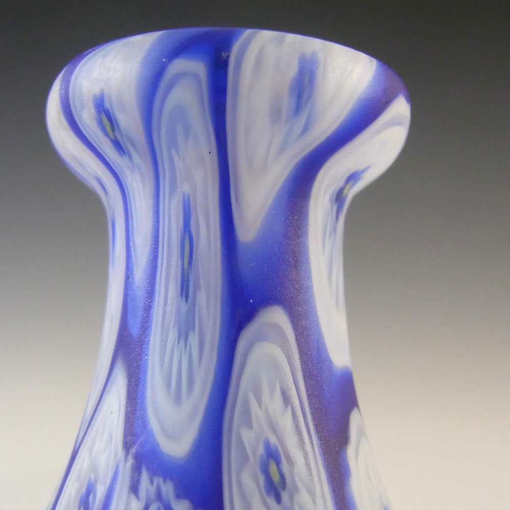 (image for) Fratelli Toso Millefiori Canes Murano Blue & White Glass Vase - Click Image to Close