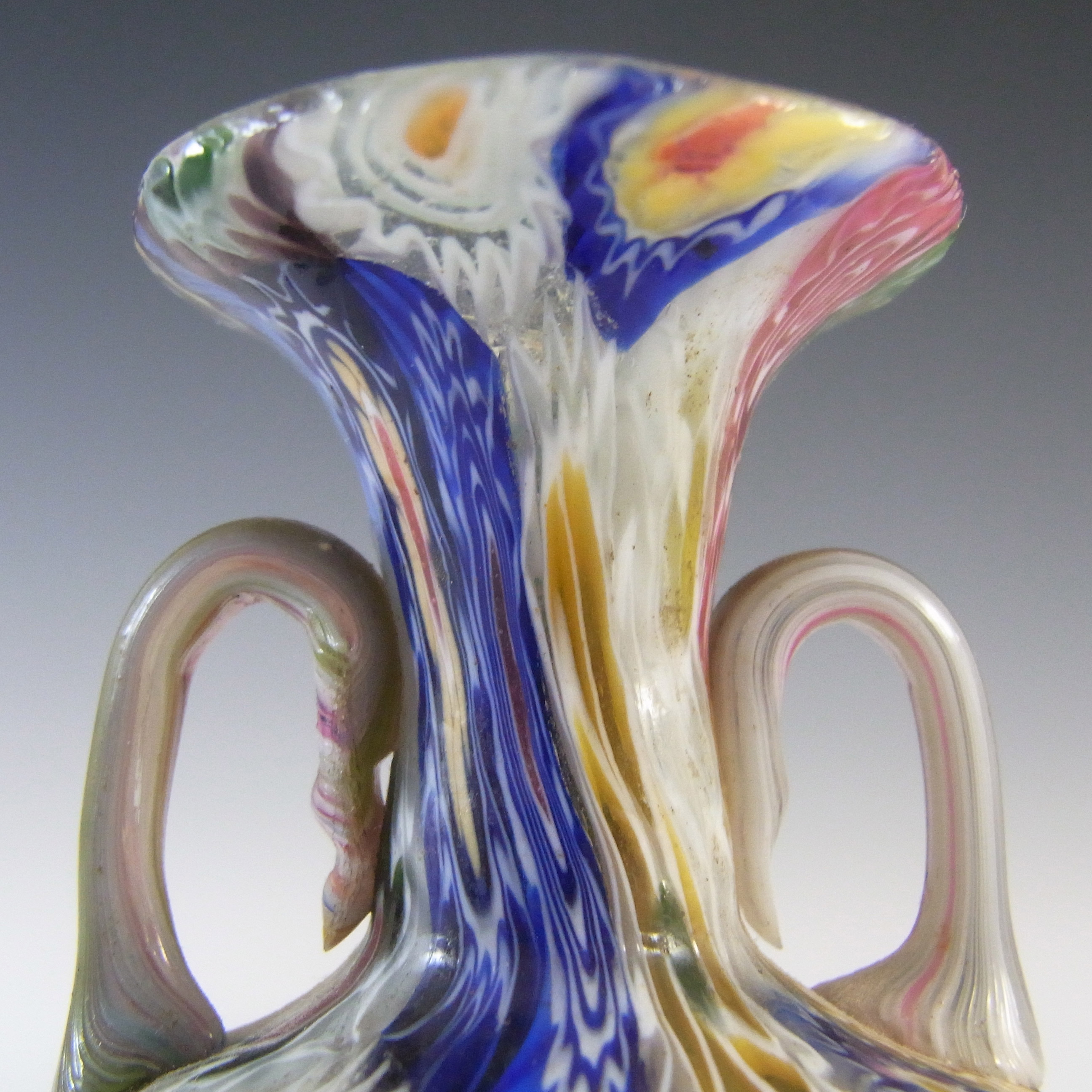 (image for) Fratelli Toso Millefiori Canes Murano Multicoloured Glass Vase - Click Image to Close