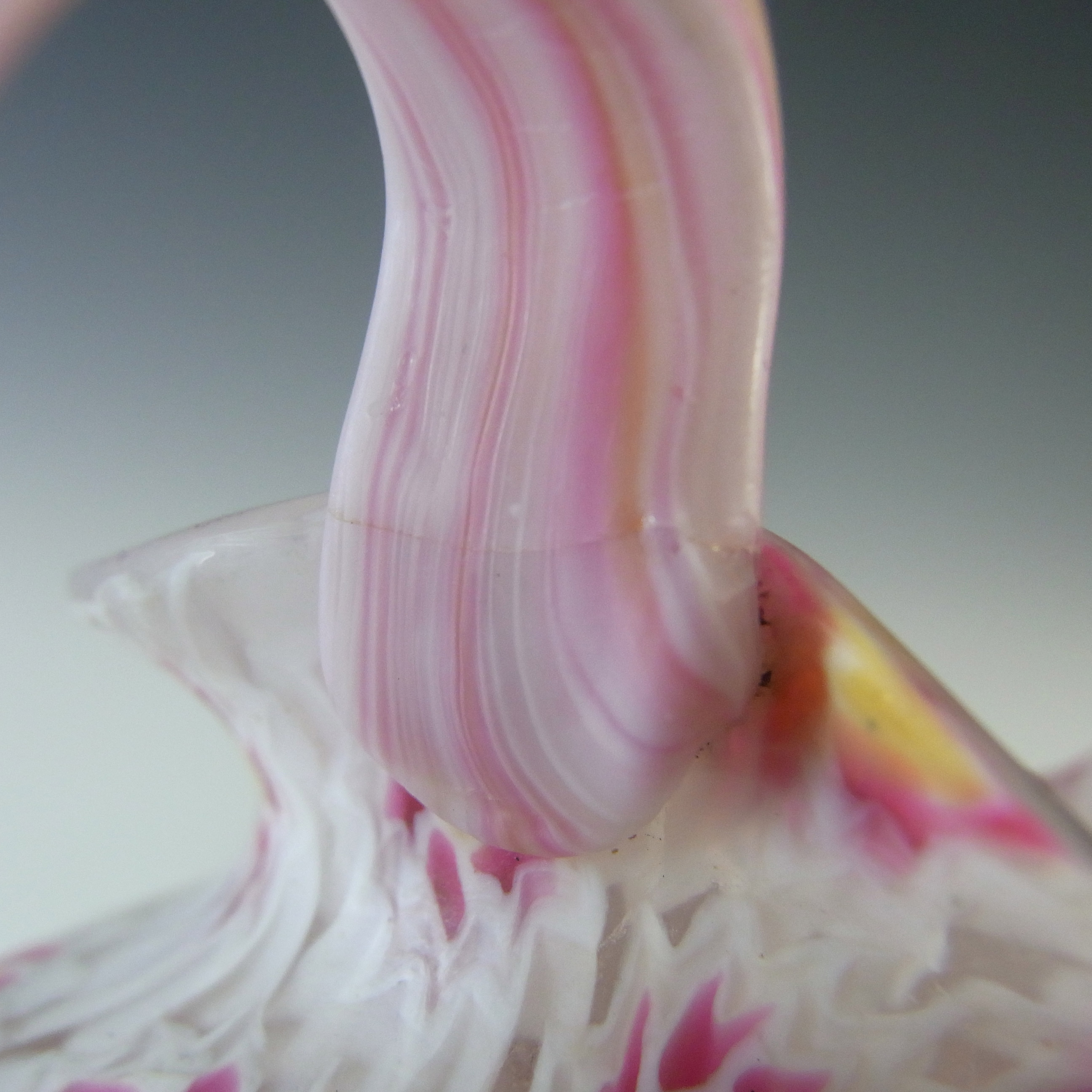 Fratelli Toso Millefiori Canes Murano Pink & White Glass Jug - Click Image to Close