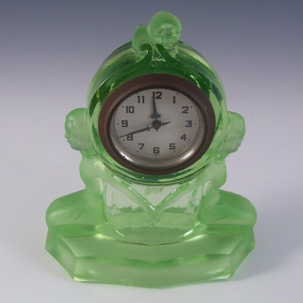 (image for) Walther & Söhne Art Deco Uranium Green Glass Windsor Clock - Click Image to Close