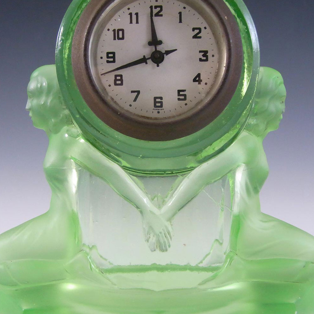 Walther & Söhne Art Deco Uranium Green Glass Windsor Clock - Click Image to Close