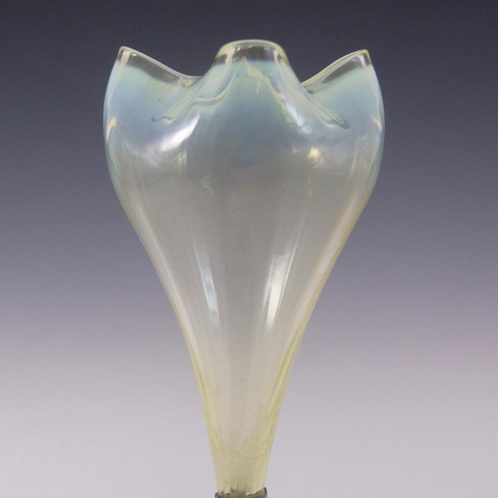(image for) Victorian Vaseline / Uranium Glass + Silver Epergne Vase #4 - Click Image to Close