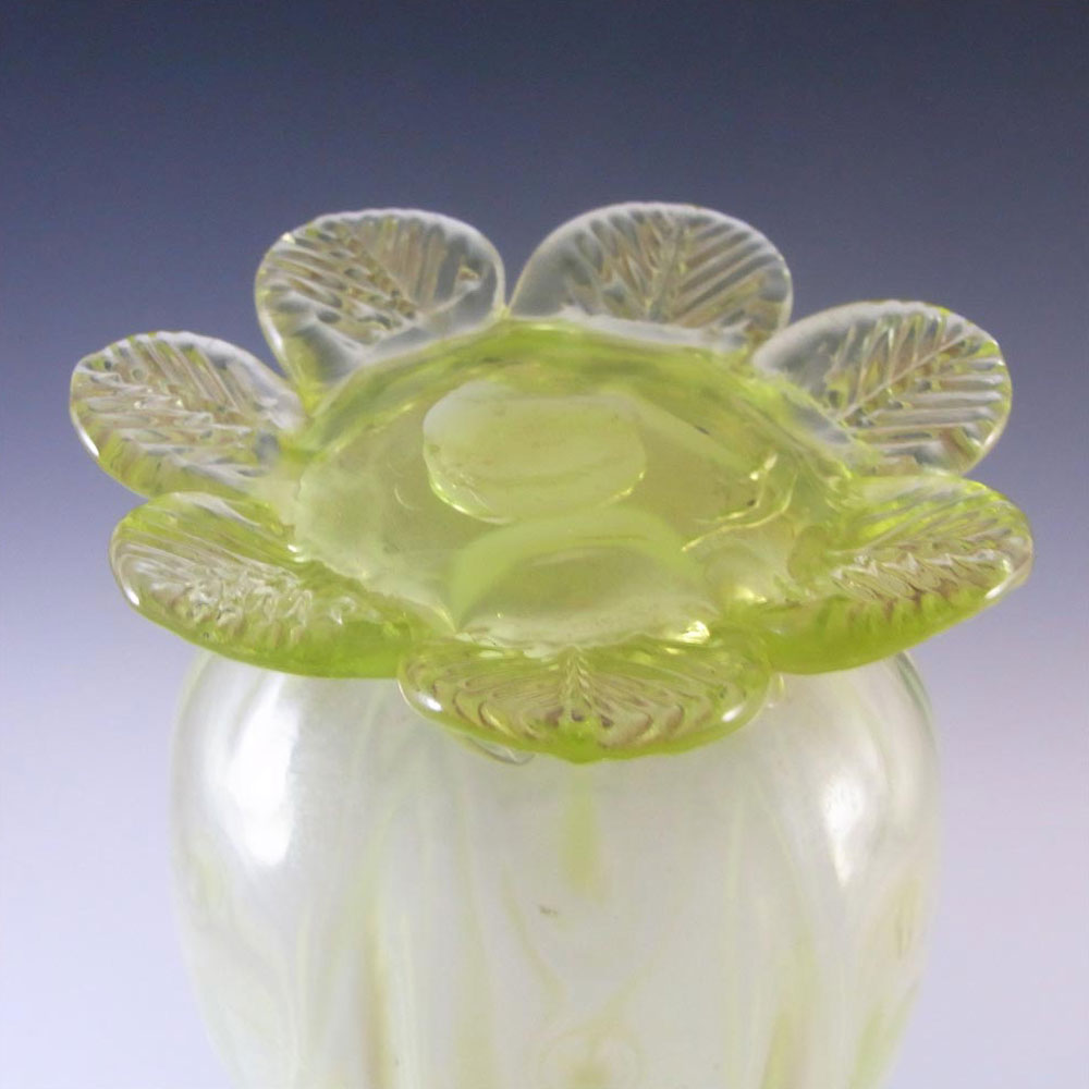 Victorian Antique Vaseline/Uranium Opalescent Glass Vase - Click Image to Close