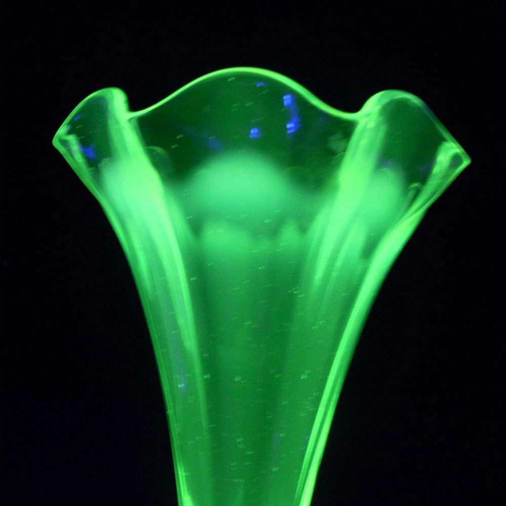 Victorian Vaseline / Uranium Glass + Silver Epergne Vase #5 - Click Image to Close