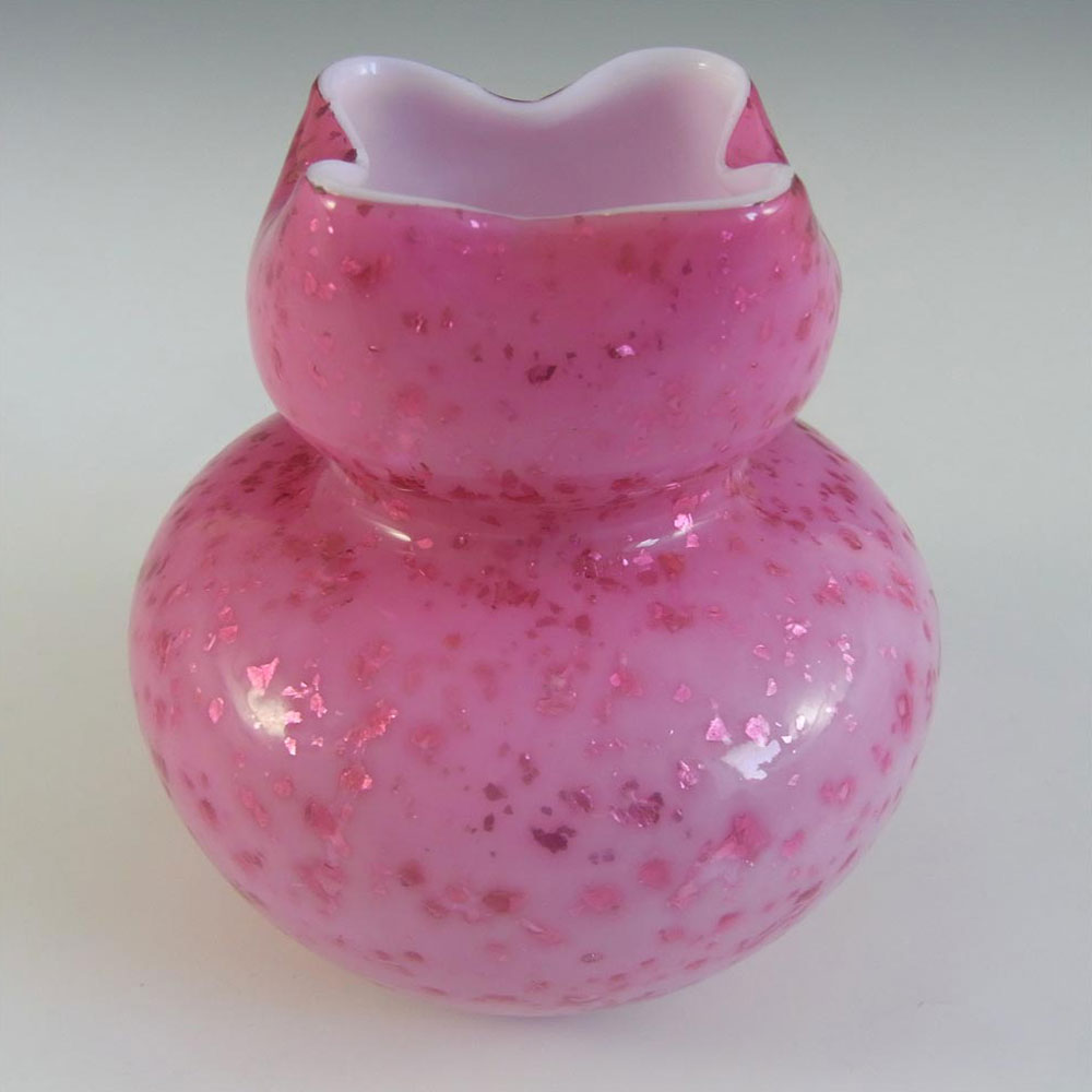 Victorian Antique Silver Mica Pink Glass Vase c 1890 - Click Image to Close
