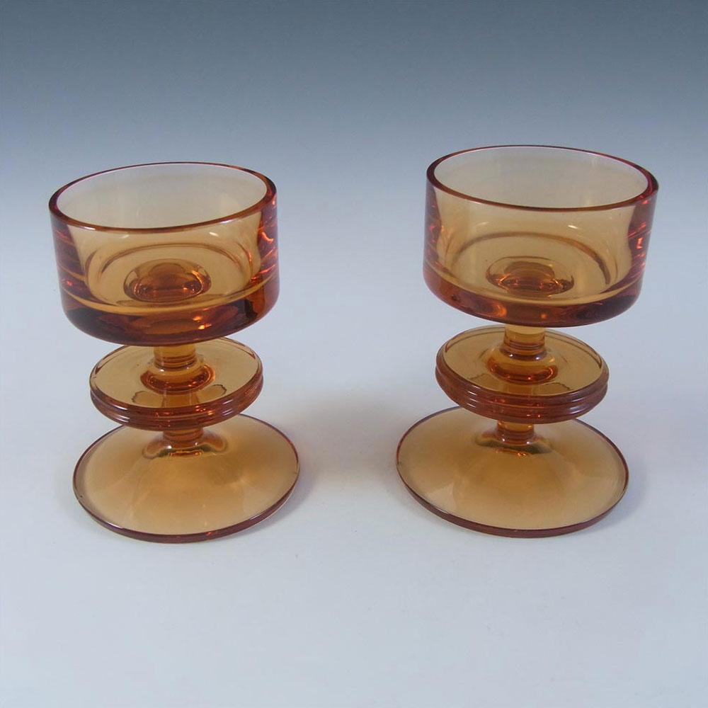 (image for) Wedgwood Pair of Topaz Glass Sheringham Candlesticks - Marked - Click Image to Close