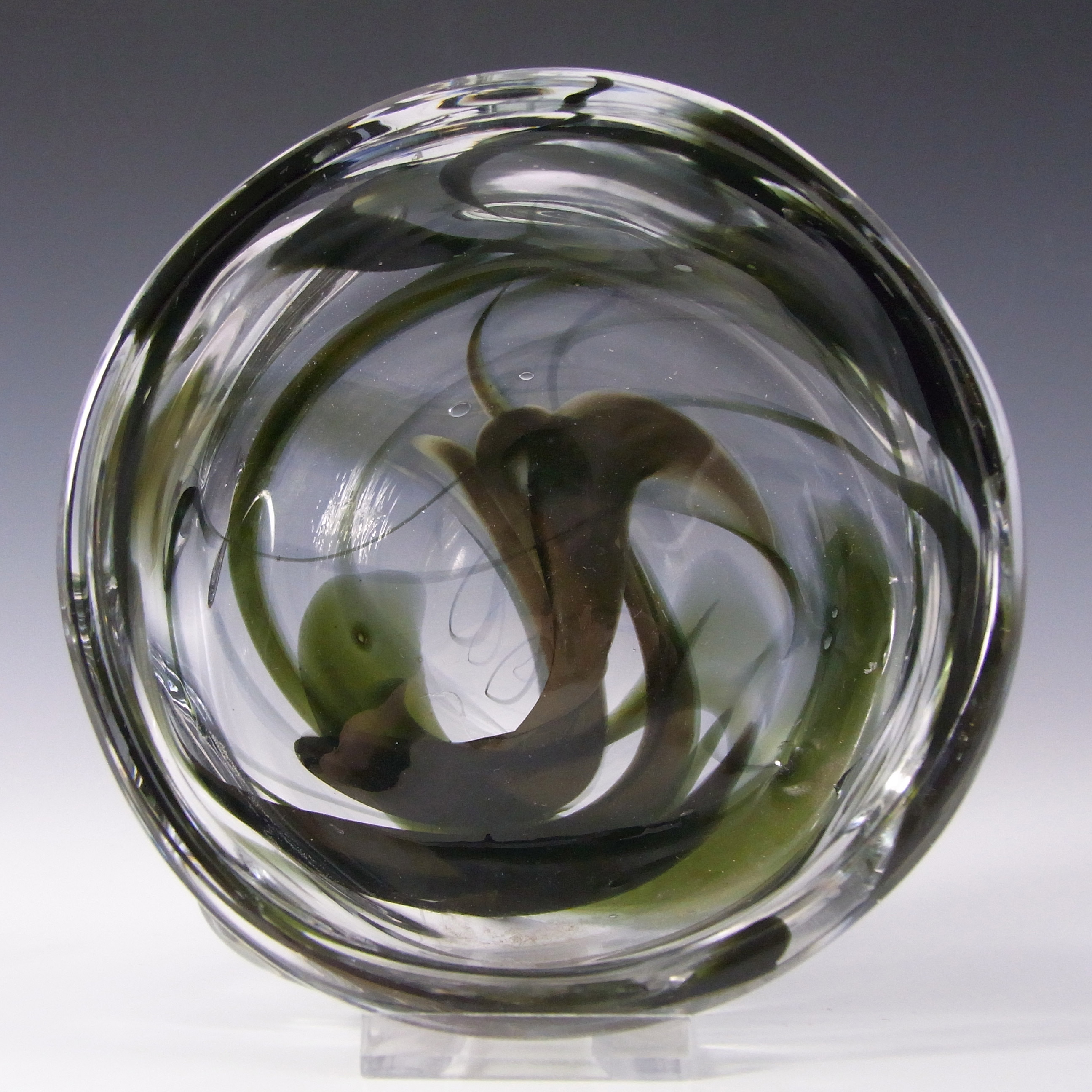 (image for) Whitefriars #9613 Wilson/Dyer Streaky Green Glass Knobbly Bowl - Click Image to Close