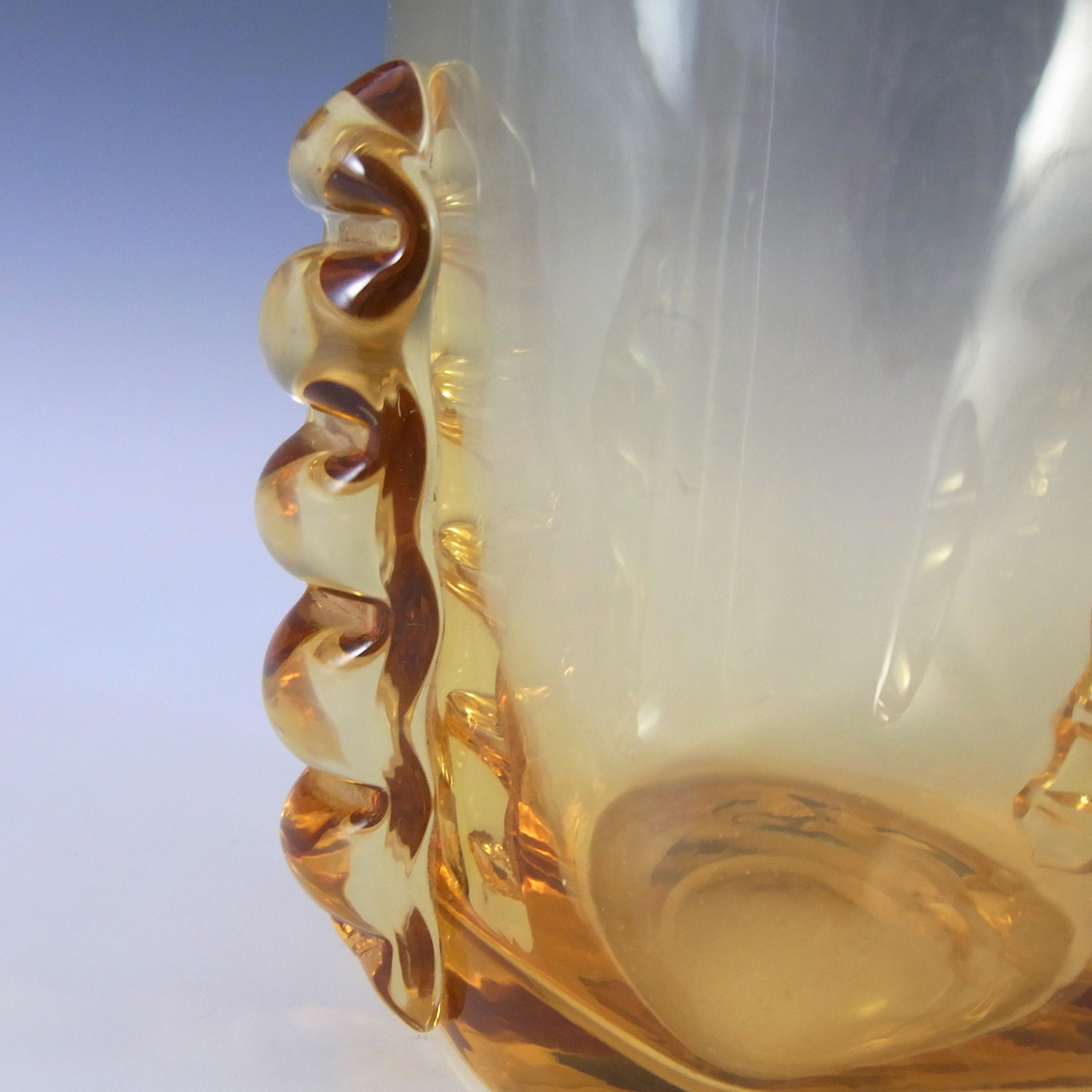 Whitefriars #9359 1950's Amber Glass Vase Labelled - Click Image to Close
