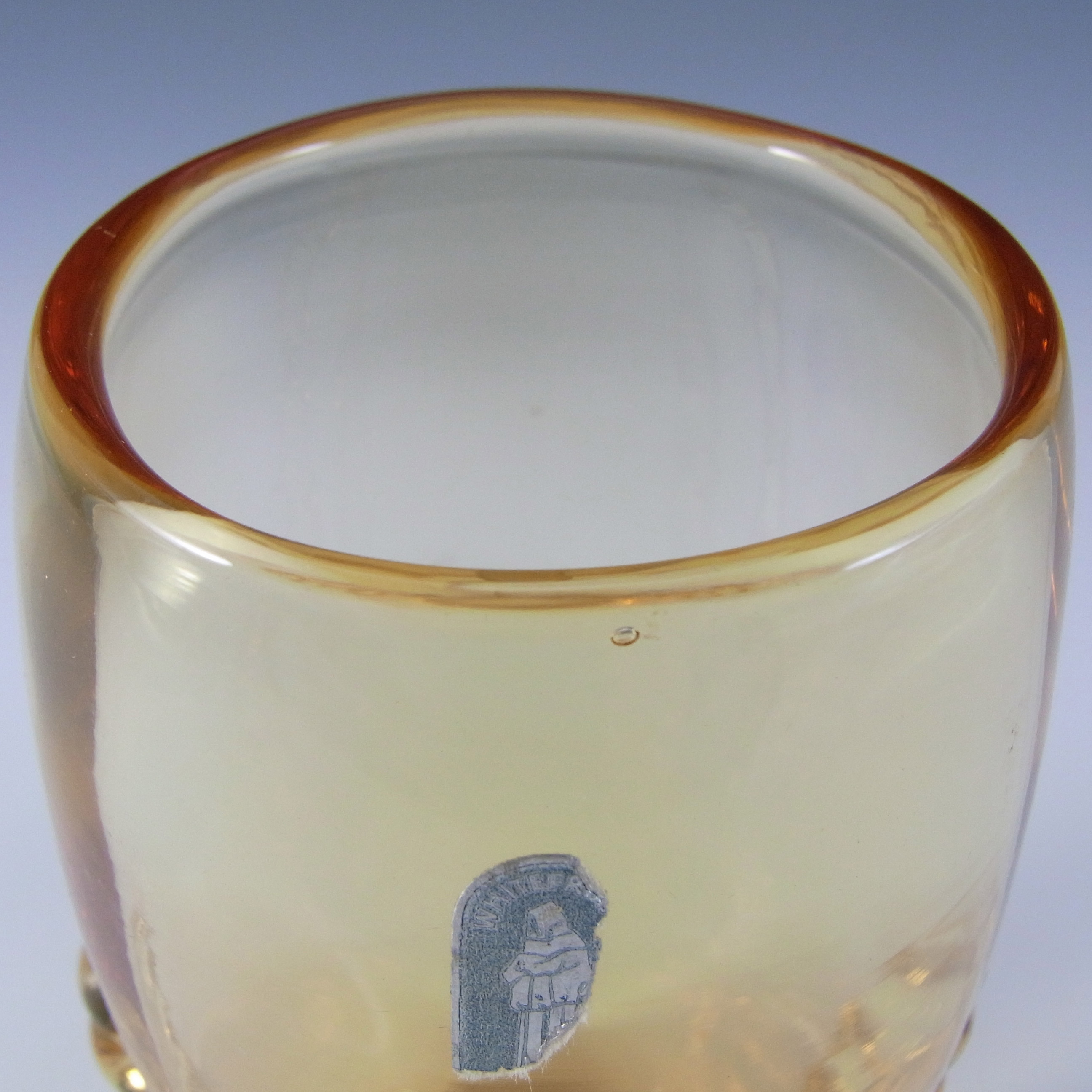 Whitefriars #9359 1950's Amber Glass Vase Labelled - Click Image to Close