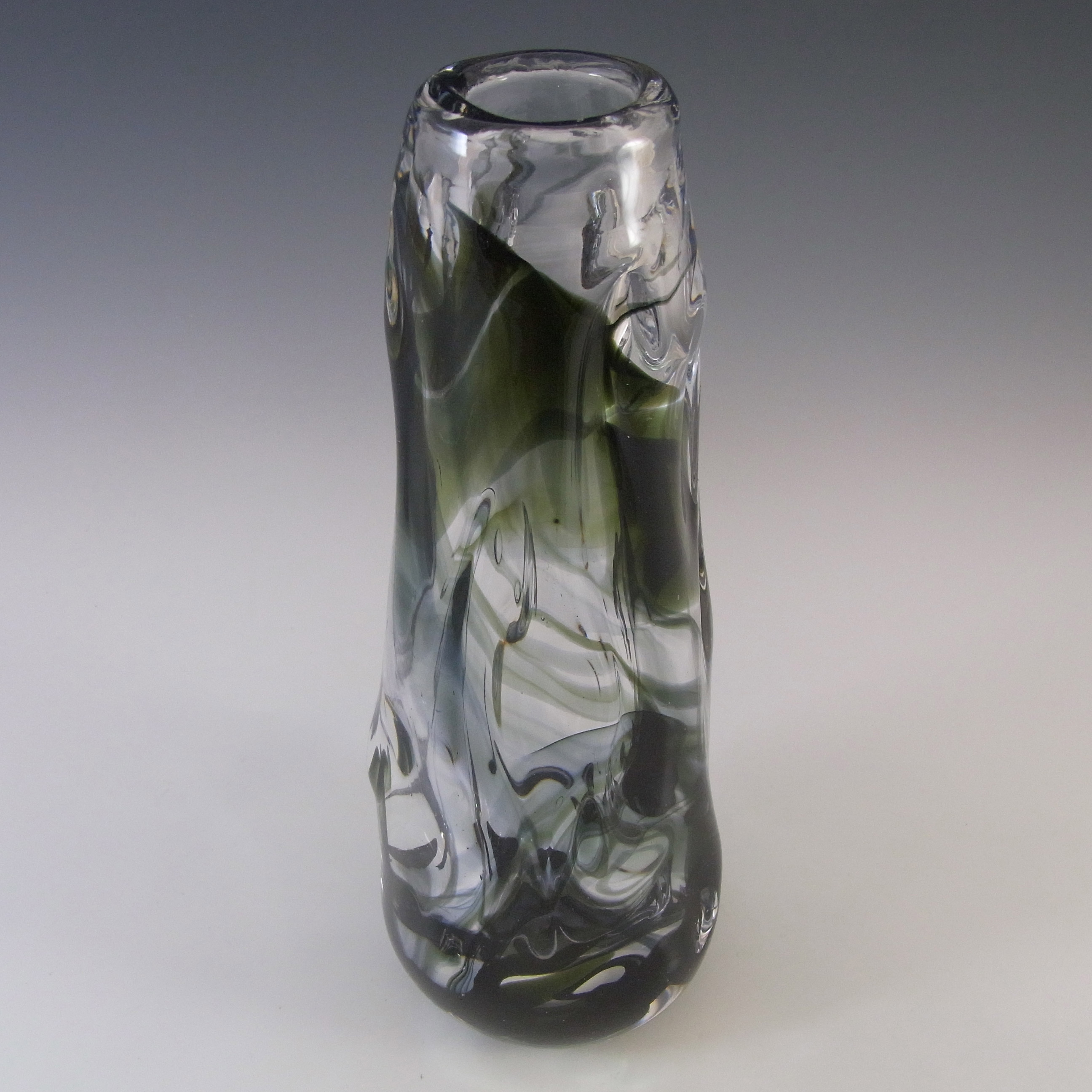 (image for) Whitefriars #9612 Wilson/Dyer Streaky Green Glass Knobbly Vase - Click Image to Close
