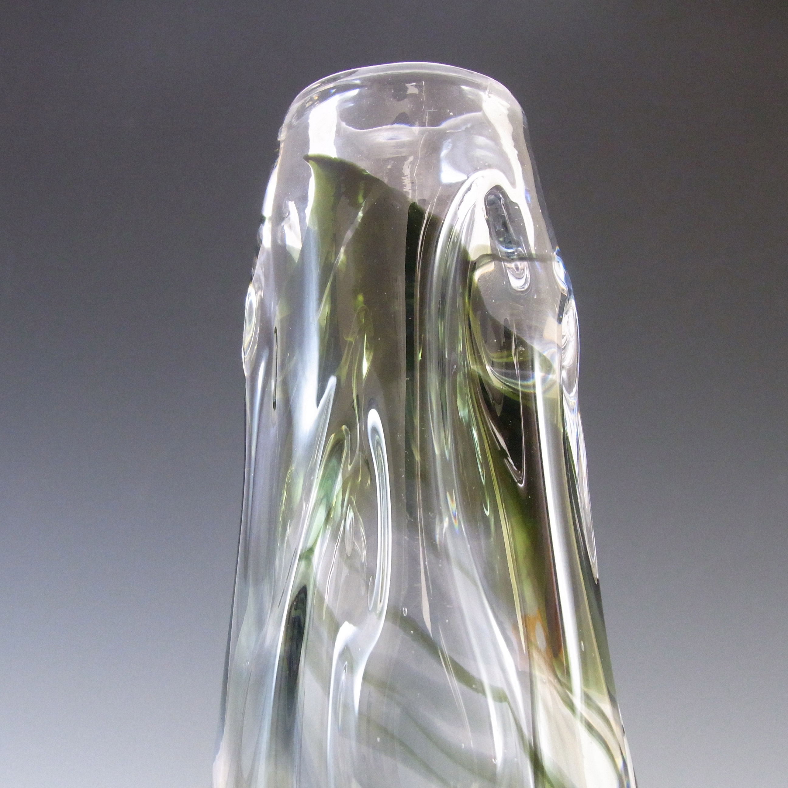 (image for) Whitefriars #9612 Wilson/Dyer Streaky Green Glass Knobbly Vase - Click Image to Close