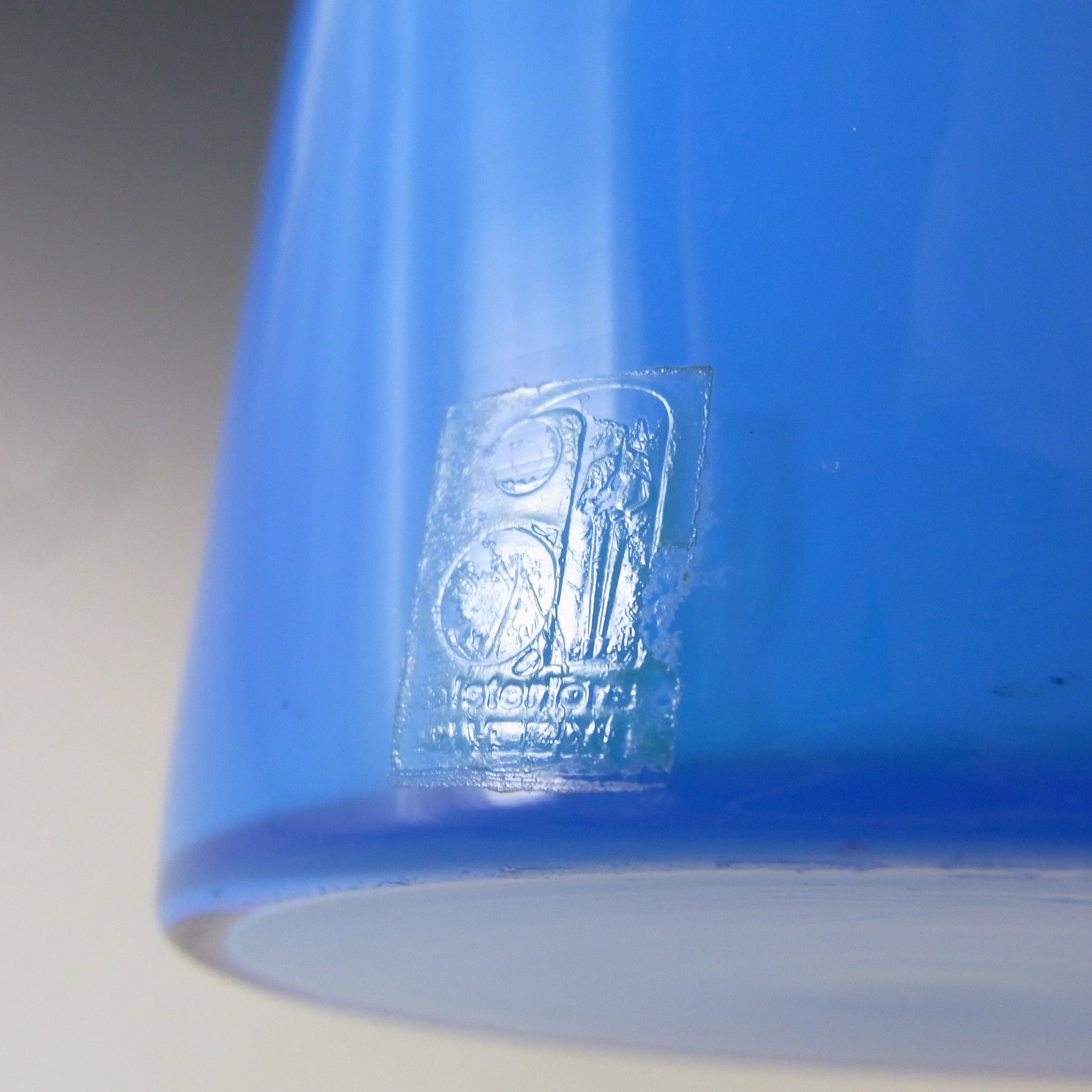 SIGNED Alsterfors/Per Ström Blue Hooped Vintage Glass Vase - Click Image to Close