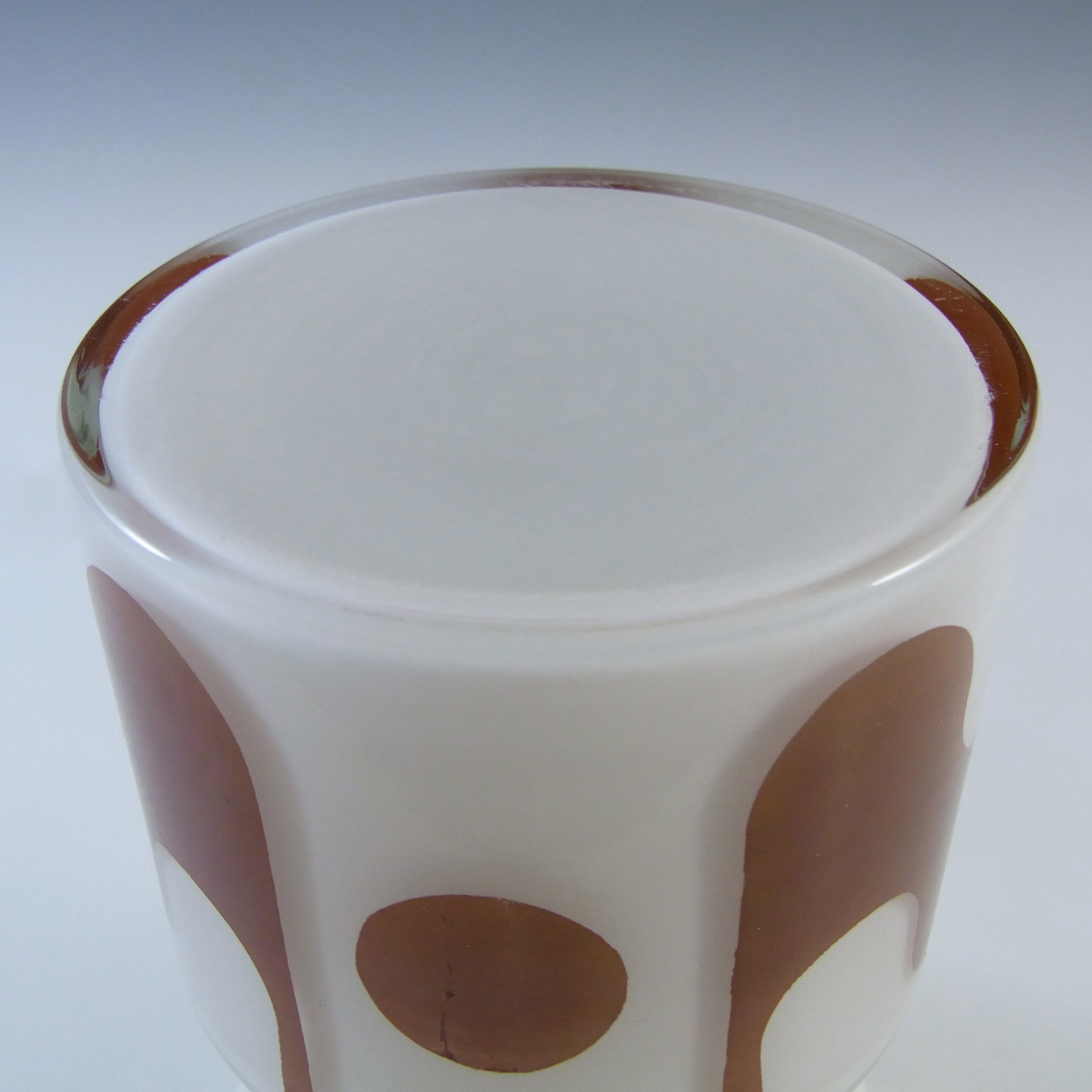 Alsterfors/Per Ström White & Brown Vintage Glass Vase - Click Image to Close