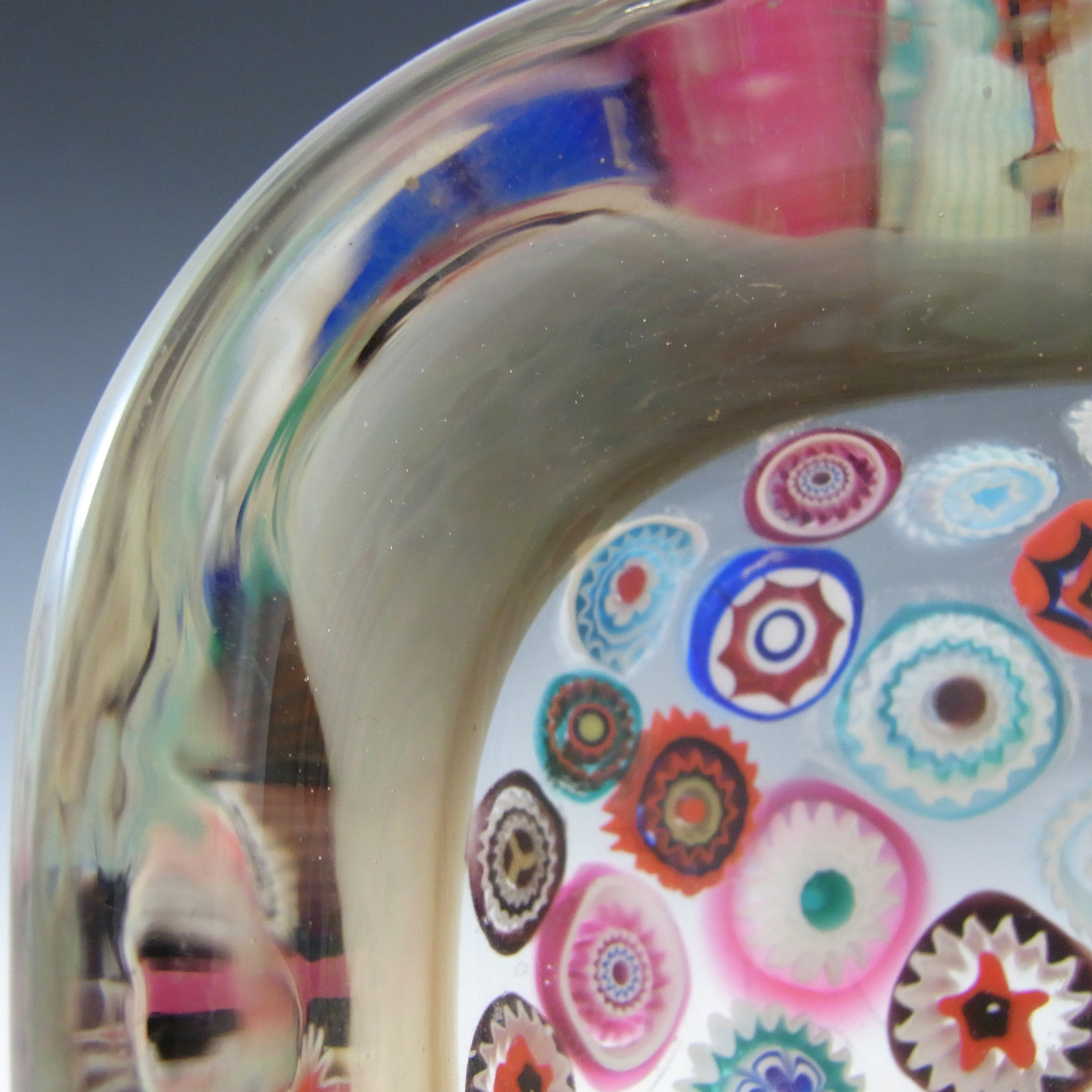 Archimede Seguso Murano Incalmo Millefiori Amber Square Glass Bowl - Click Image to Close