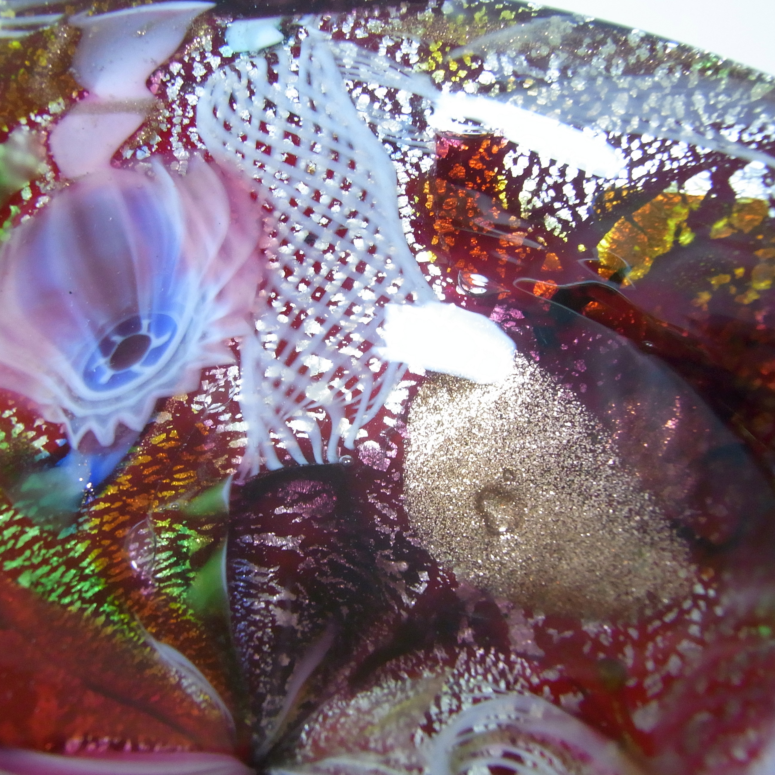 (image for) AVEM Murano Zanfirico Bizantino / Tutti Frutti Red Glass Bowl - Click Image to Close