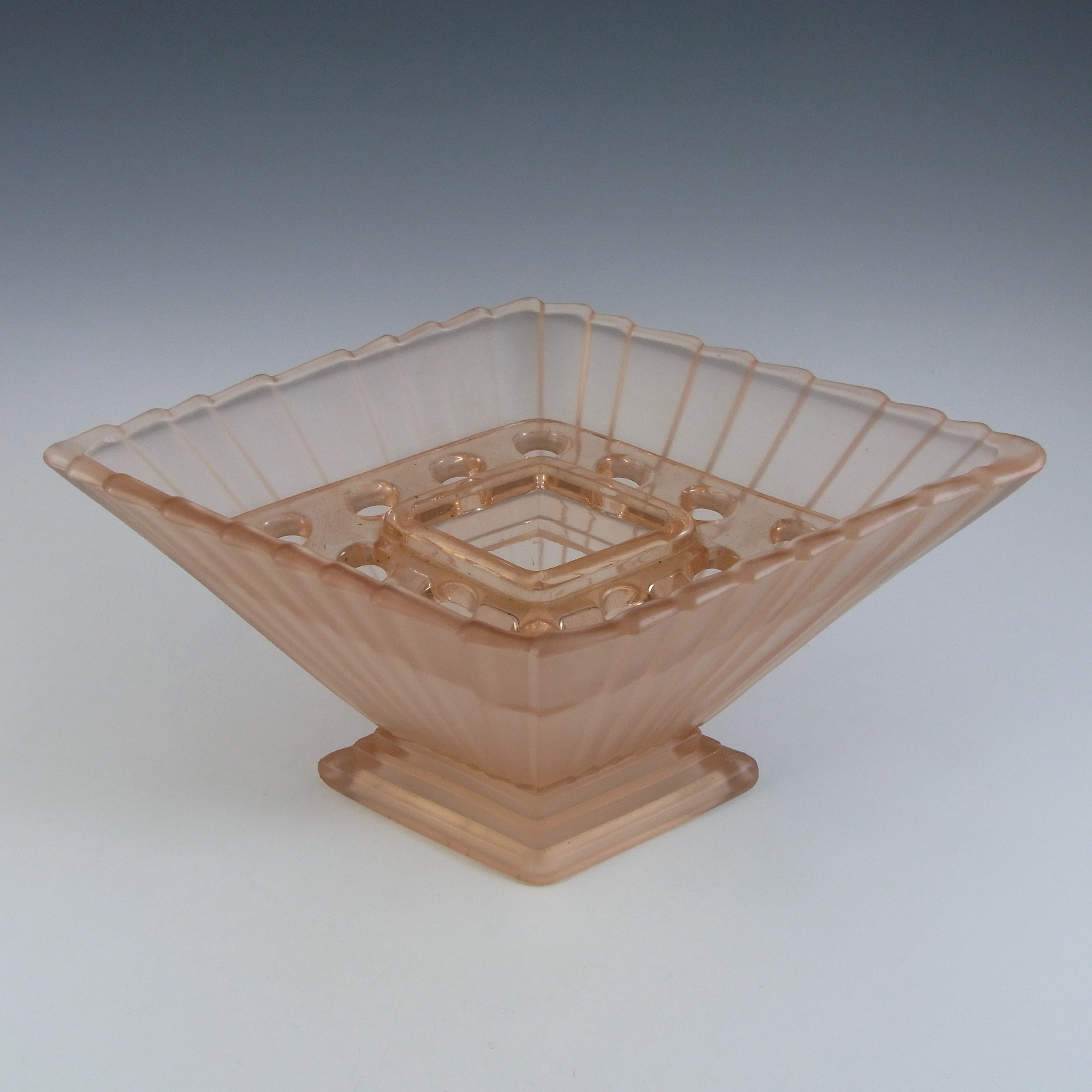 (image for) Bagley #1333 Art Deco 5.75" Frosted Pink Glass 'Wyndham' Vase - Click Image to Close