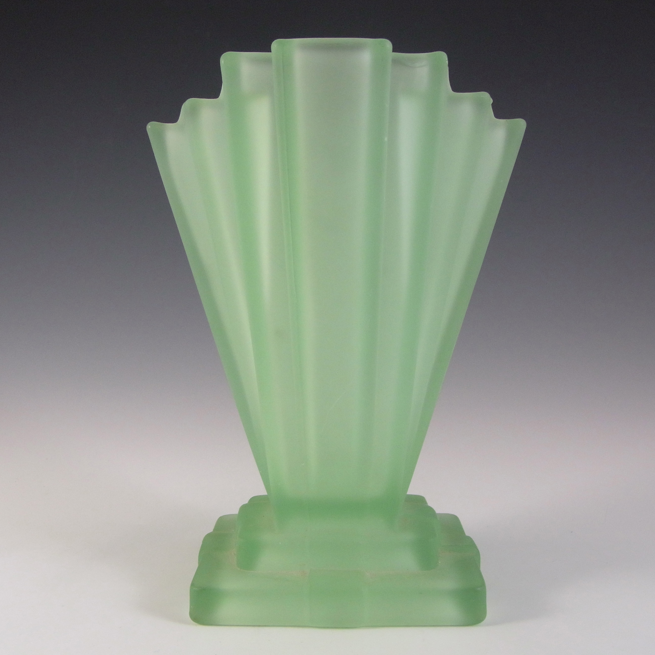 Vintage green Frosted Glass Vase