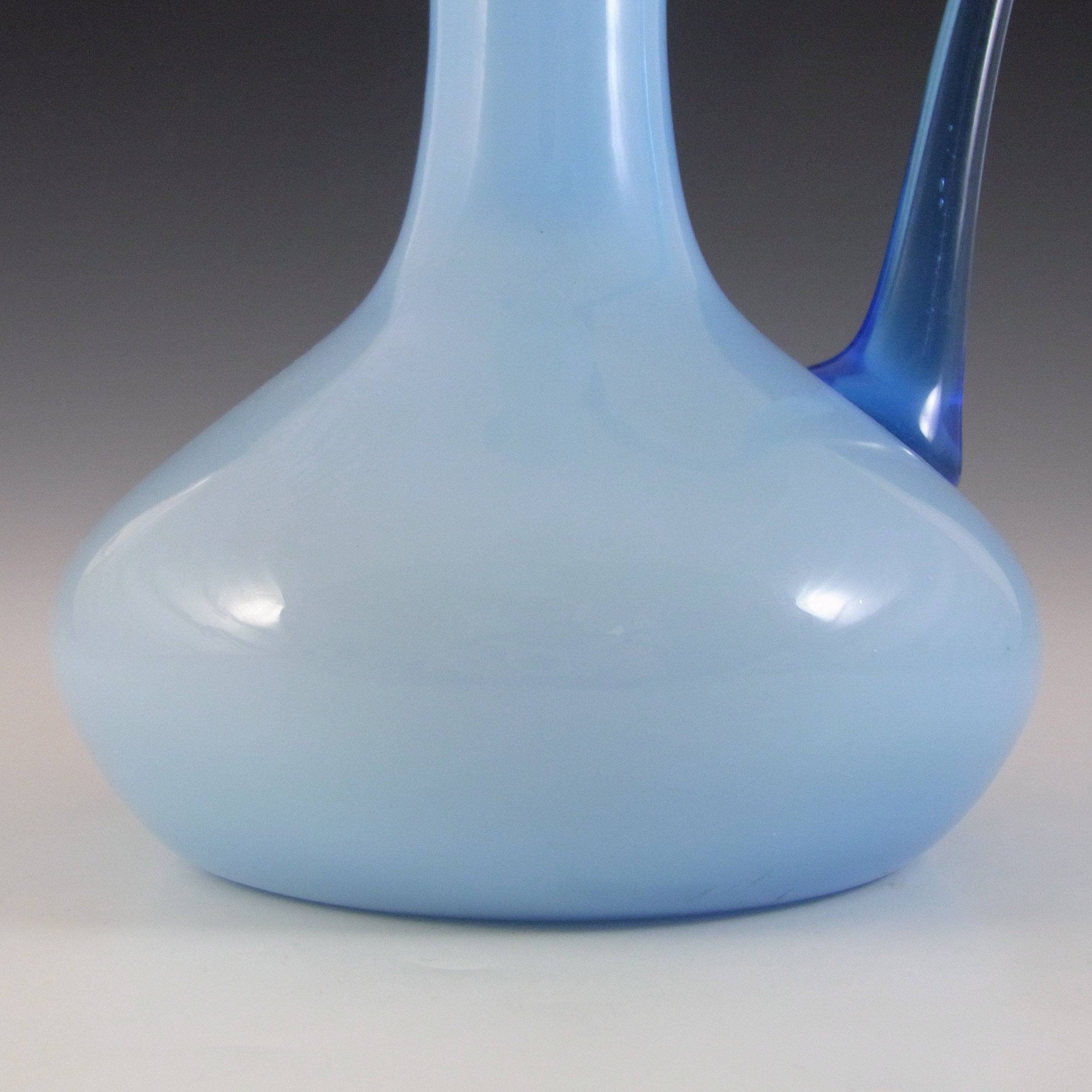 (image for) Empoli Vintage Italian Blue Retro Cased Glass Jug / Vase - Click Image to Close